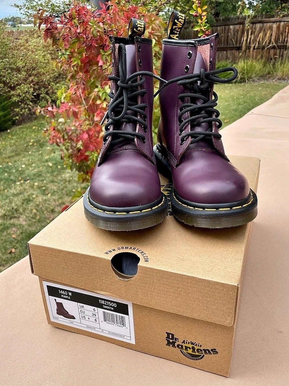 Dr. Martens 1460 Leather Combat Boots Purple US 8
